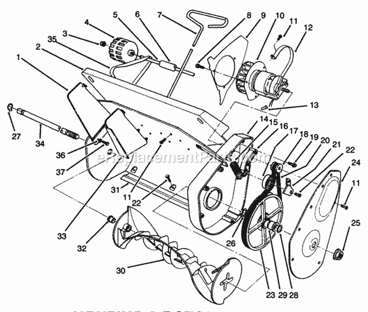 Housing & Rotor Assembly Diagram and Parts List for 38005 6900001-6999999 - 1996 Lawn Boy Snow Blower